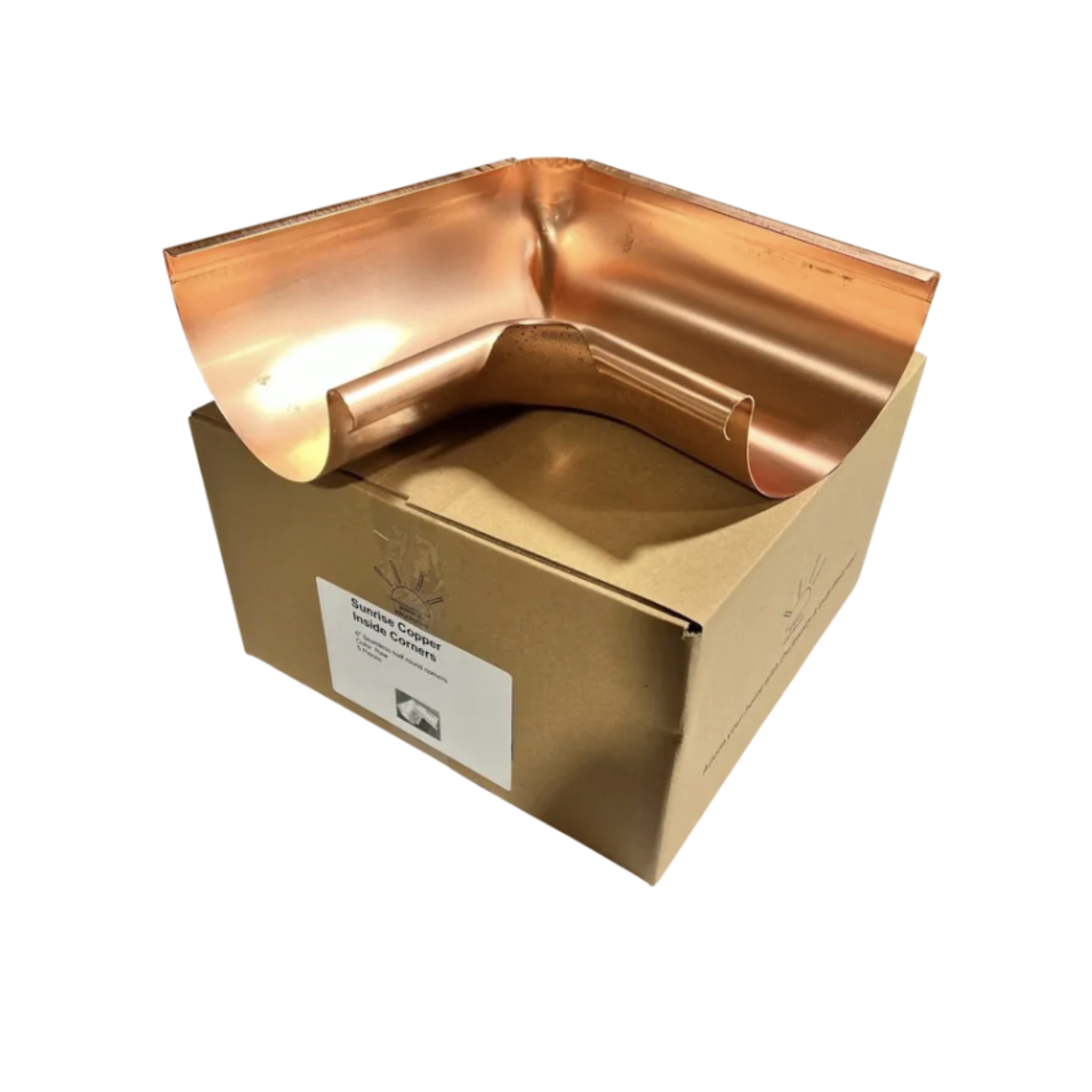 Copper Inside Corner for traditional front bead european 6 inch half round gutters