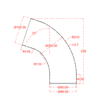 Black Welded Seam White Galvanized steel 4 inch 72 degree elbow
