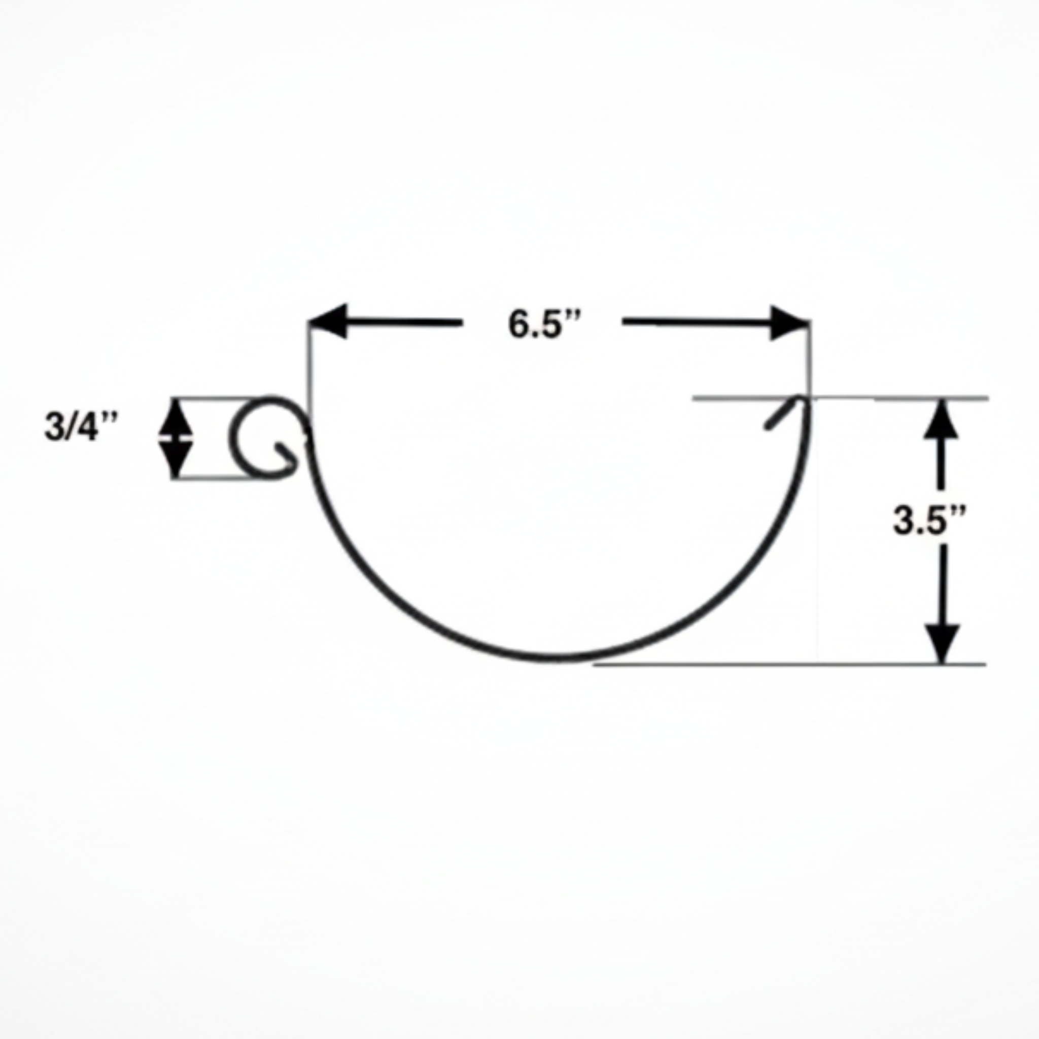 Sunrise Half Round Gutter Technical Drawing