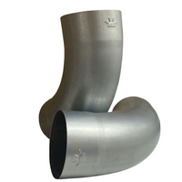 Galvanized steel 4 inch 72 degree elbow with a welded seam used for half round gutters