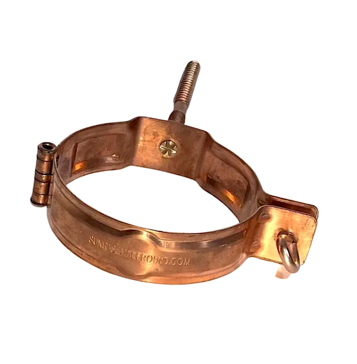 Copper hinged bracket for 4 inch downspout