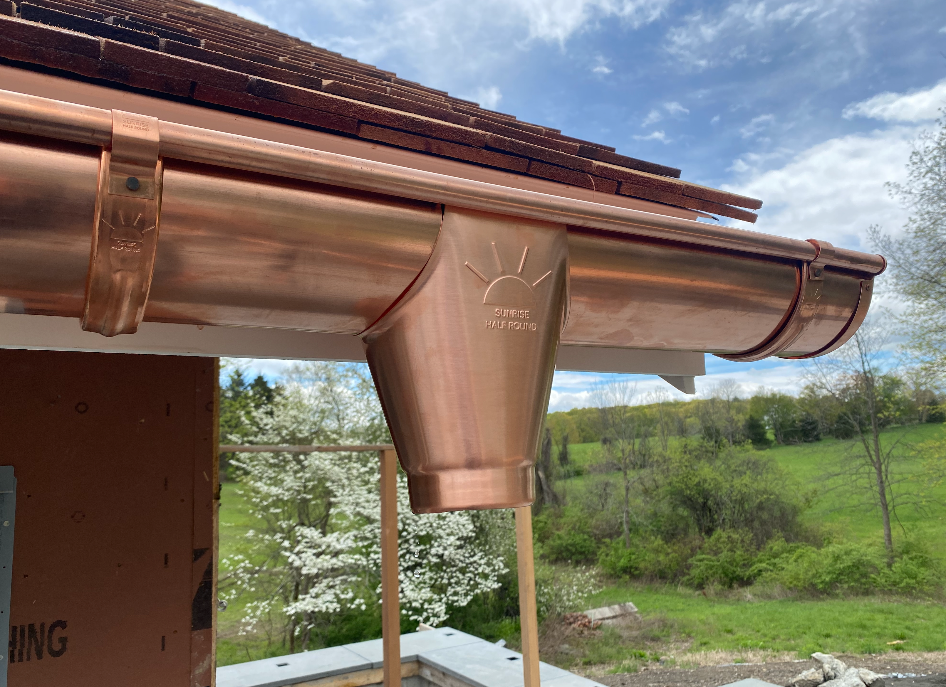 Copper Downspout Outlet | 6"--4" Downspout Drop Outlet - European Half Round Gutter