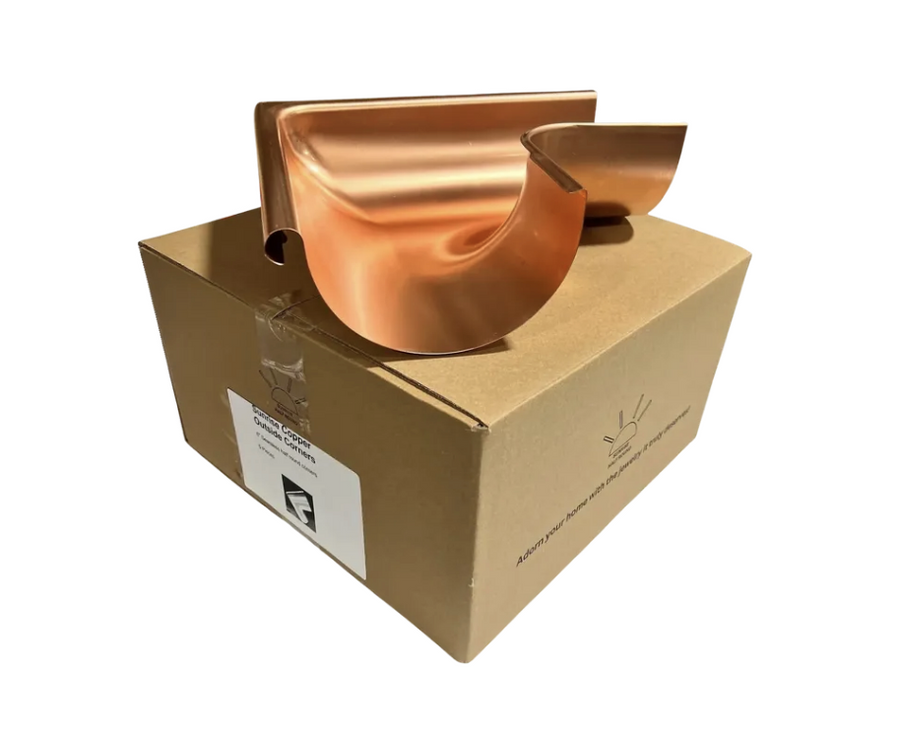 6" Copper Outside Corner | Euro Copper Half Round Outside Miter