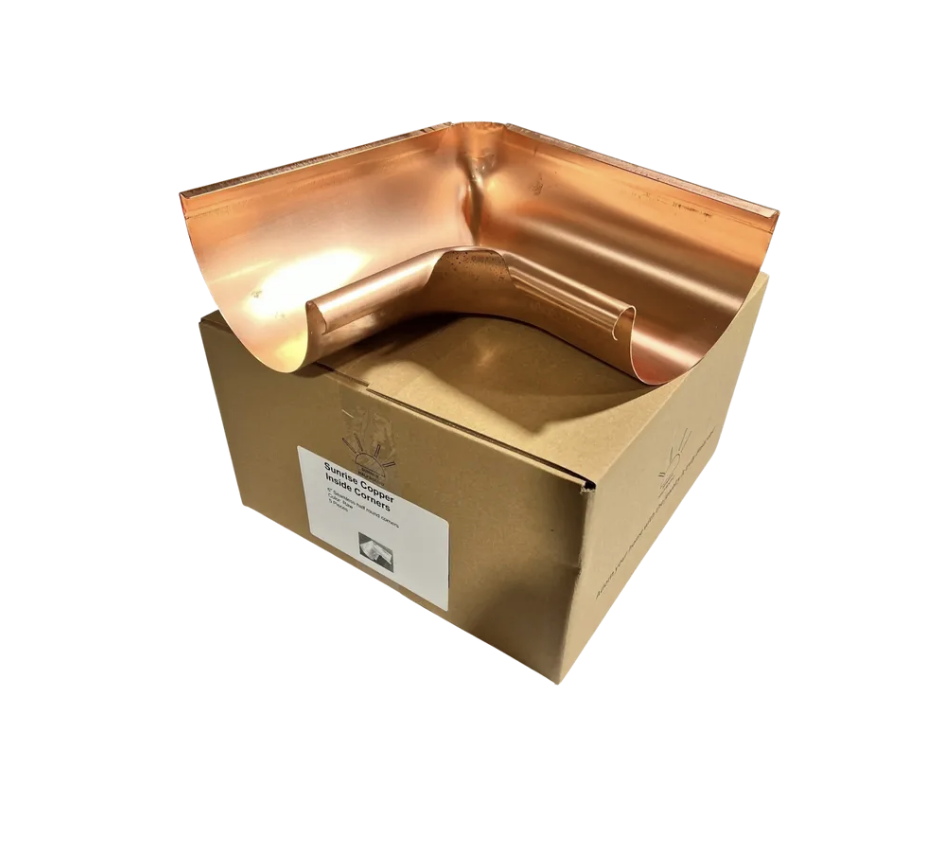 6" Copper Inside Corner | Euro Copper Half Round Inside Miter