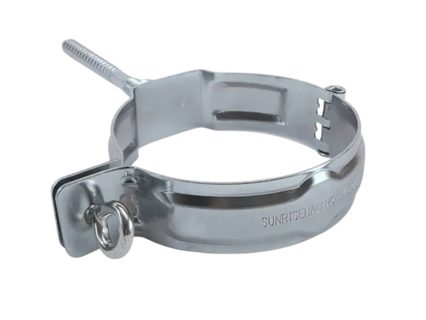 Sunrise 4" Galvanized Downspout Bracket | Hinged Round Downspout Pipe Strap