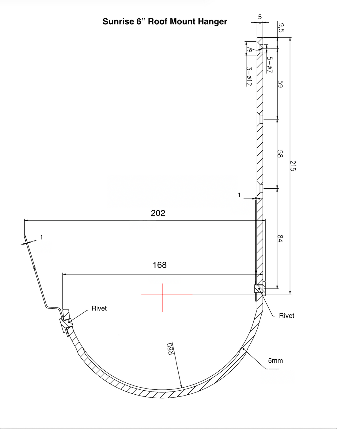 Roof Mount Copper Gutter Hanger | 6" Sunrise Half Round Gutter Bracket