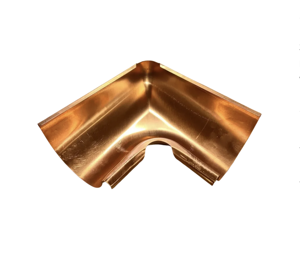 6" Copper Inside Corner | Traditional Front Bead Half Round Seamless Copper Inside Miter