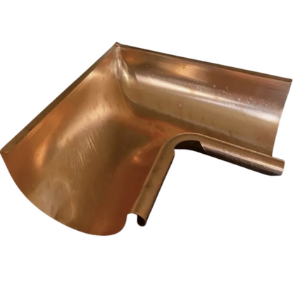 6"/333mm Seamless Copper half round inside corner for the 6"/333mm copper traditional front bead half round gutter.