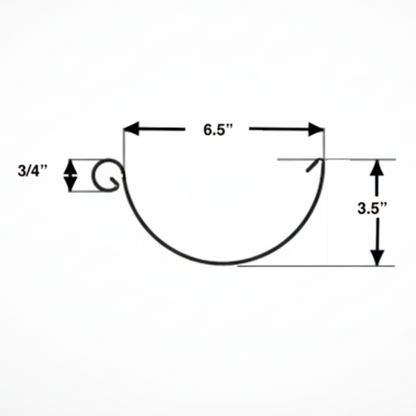 Sunrise Half Round Gutter Technical Drawing