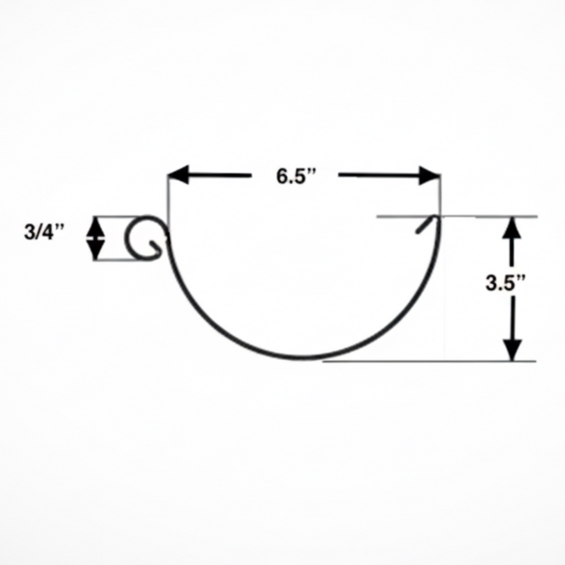 Sunrise Half Round Gutter Technical Drawing