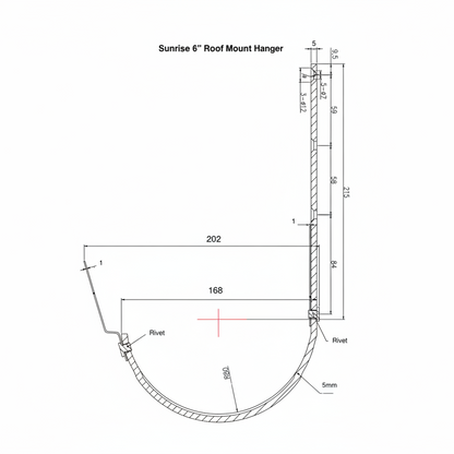 Sunrise Half Round Roof Mount Bracket Copper Technical Sheet