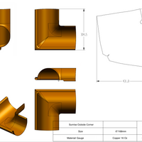6" Copper Outside Corner | Euro Copper Half Round Outside Miter
