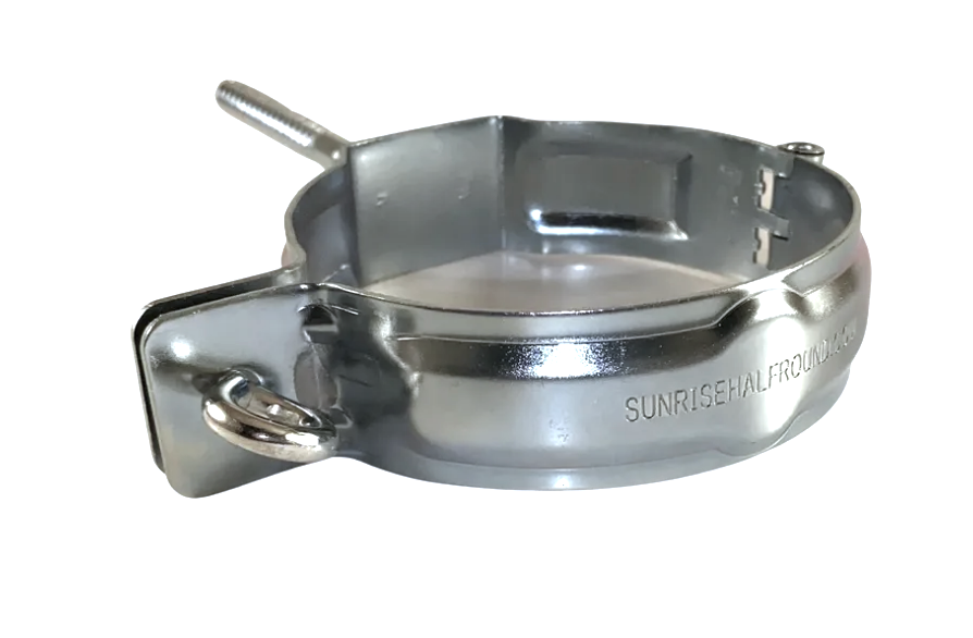 Sunrise 4" Galvanized Downspout Bracket | Hinged Round Downspout Pipe Strap