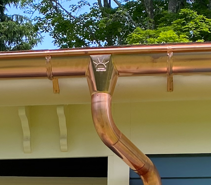 Copper Downspout Outlet | 6"--4" Downspout Drop Outlet - European Half Round Gutter