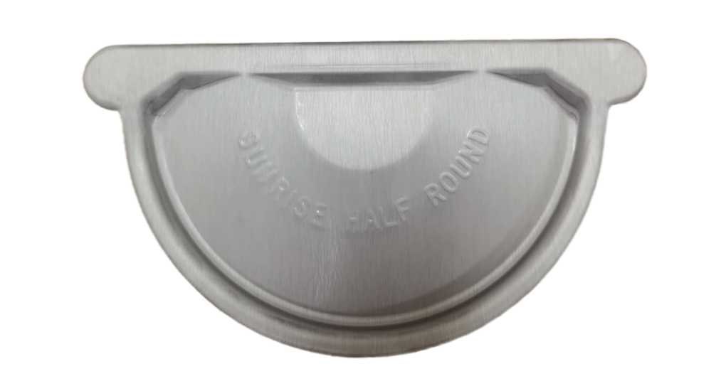 Zinc Half Round Gutter End Cap 6" Sunrise PreWeathered Zinc Gutter