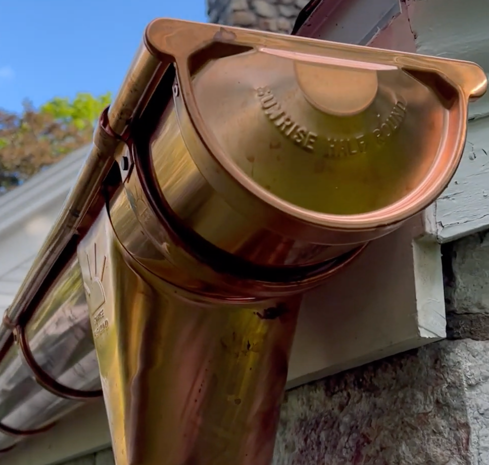 Sunrise Copper Gutter End Cap | 6" European Half Round End Cap