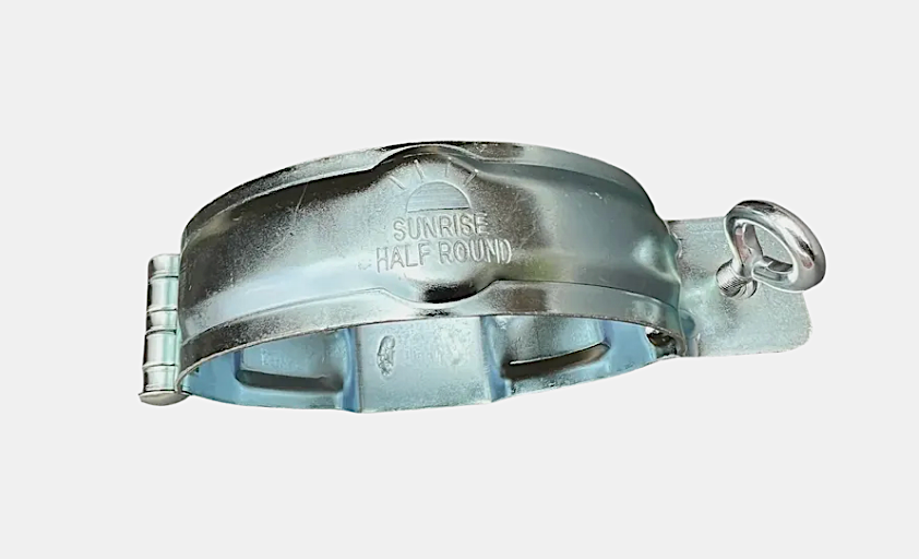 Sunrise 4" Galvanized Downspout Bracket | Hinged Round Downspout Pipe Strap